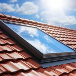 Install and maintain a modern roof window with red brick tiles 